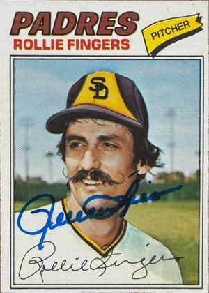 Rollie Fingers Autographed 1977 Topps Baseball Card #523 - San Diego Padres