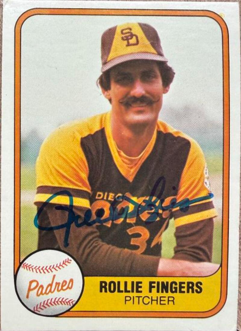 Rollie Fingers Autographed 1981 Fleer Baseball Card #485 - San Diego Padres