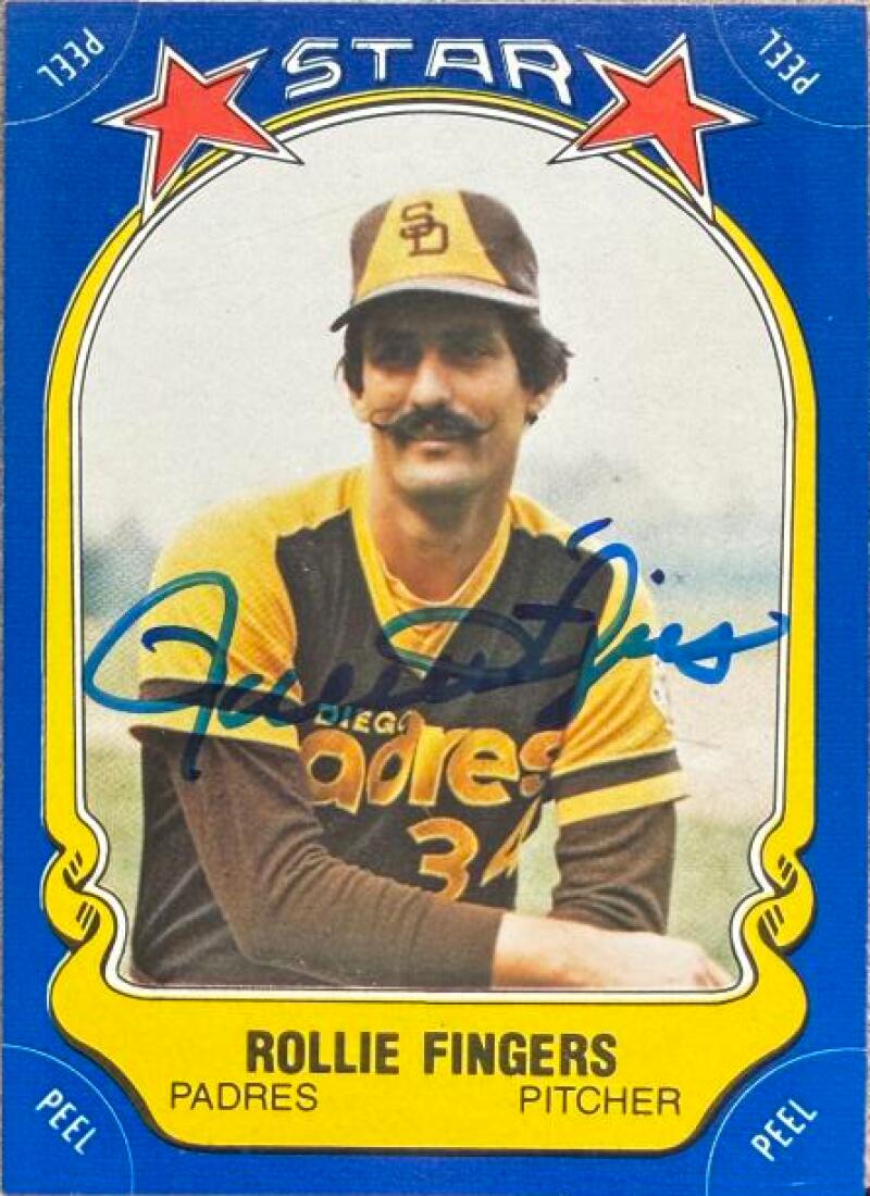 Rollie Fingers Autographed 1981 Fleer Star Stickers Baseball Card #47 - San Diego Padres