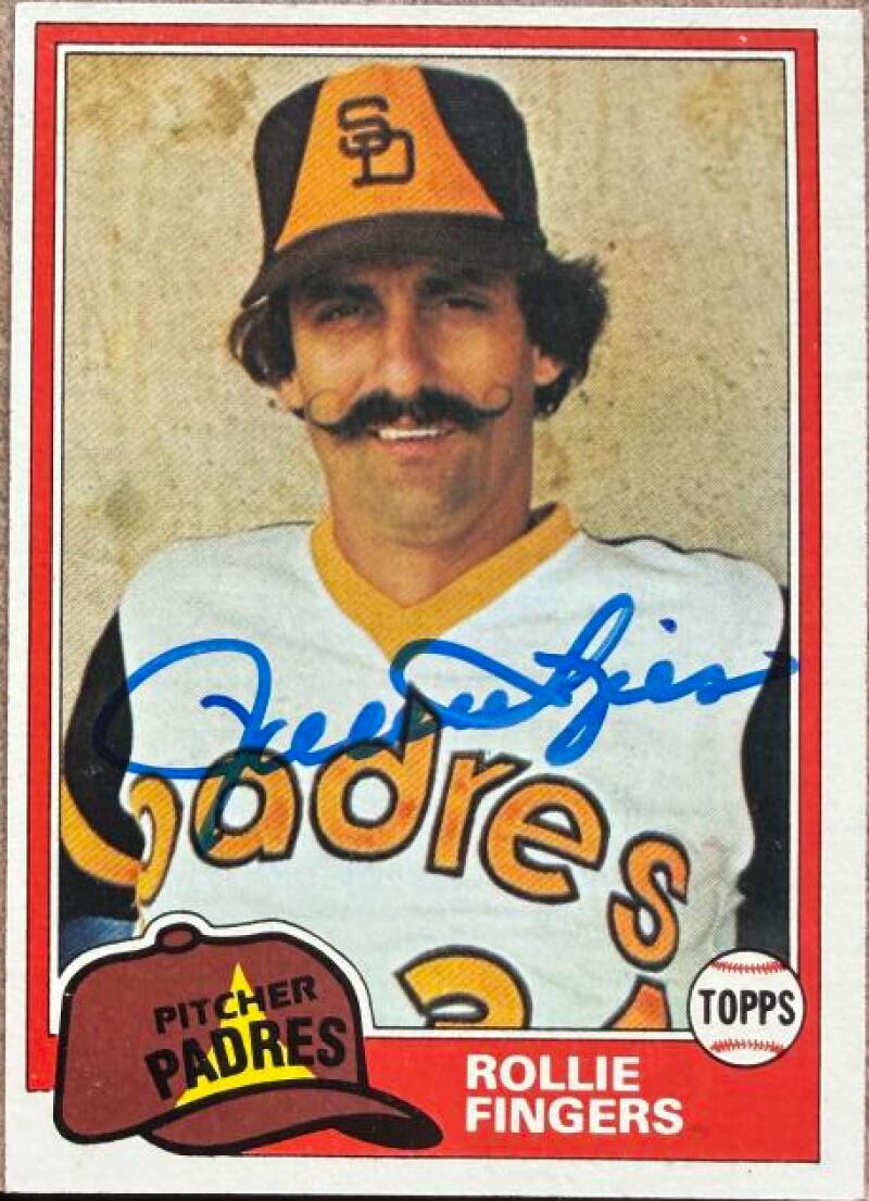 Rollie Fingers Autographed 1981 Topps Baseball Card #229 - San Diego Padres