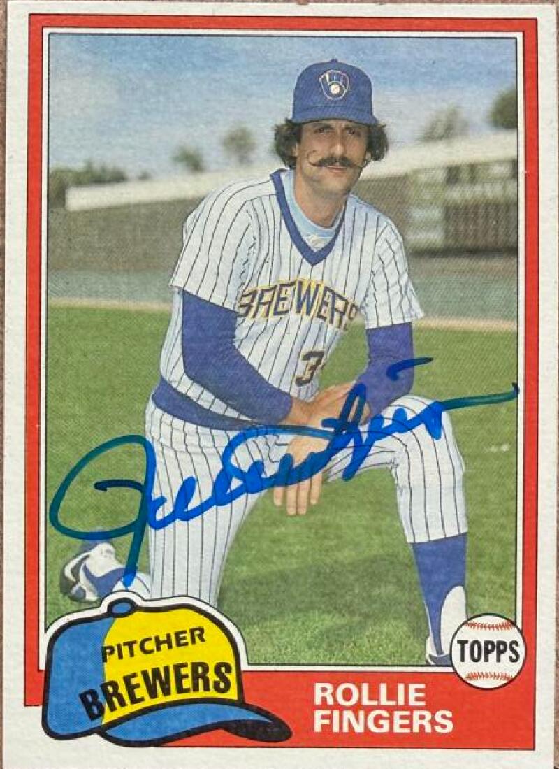 Rollie Fingers Autographed 1981 Topps Traded Baseball Card #761 - Milwaukee Brewers