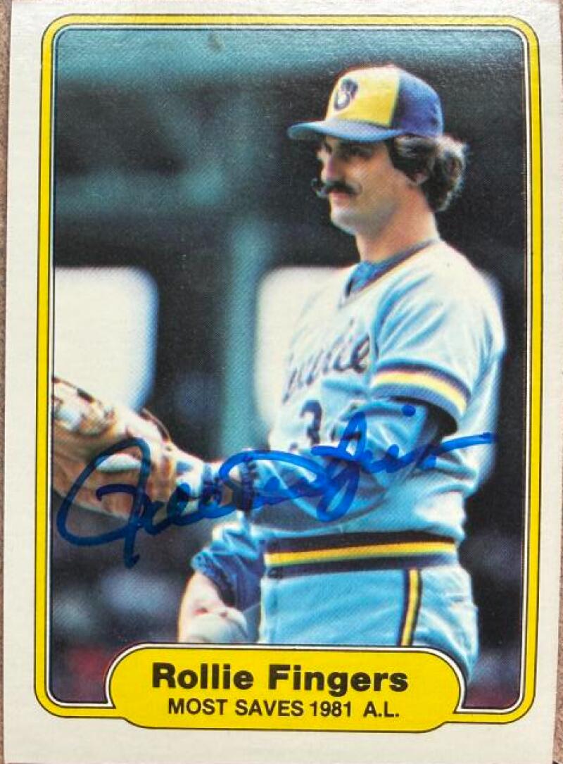 Rollie Fingers Autographed 1982 Fleer Baseball Card #644 - Milwaukee Brewers
