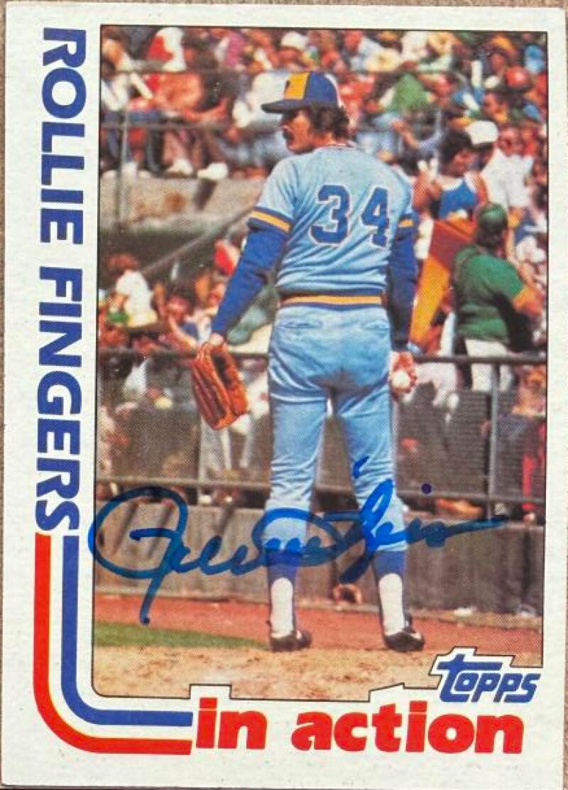 Rollie Fingers Autographed 1982 Topps Baseball Card #586 - Milwaukee Brewers
