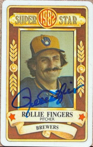 Rollie Fingers Autographed 1982 Perma-Graphics Credit Baseball Card - Milwaukee Brewers