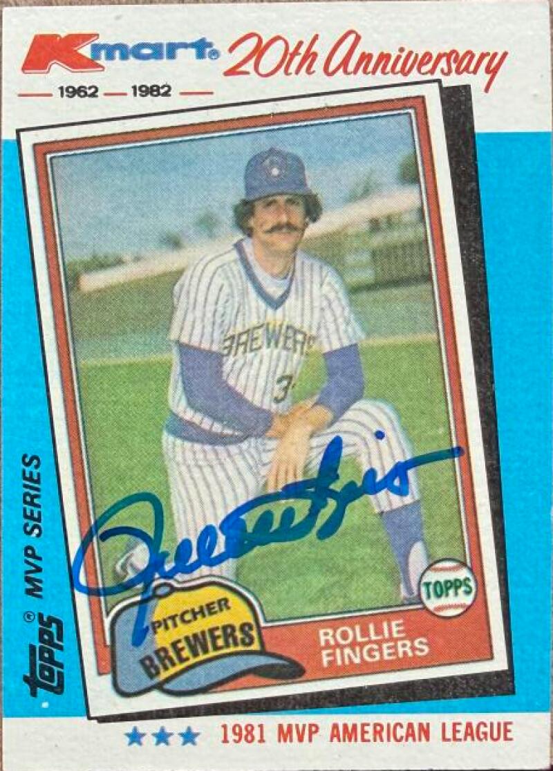 Rollie Fingers Autographed 1982 Topps Kmart 20th Anniversary AL & NL MVP's Baseball Card #40 - Milwaukee Brewers