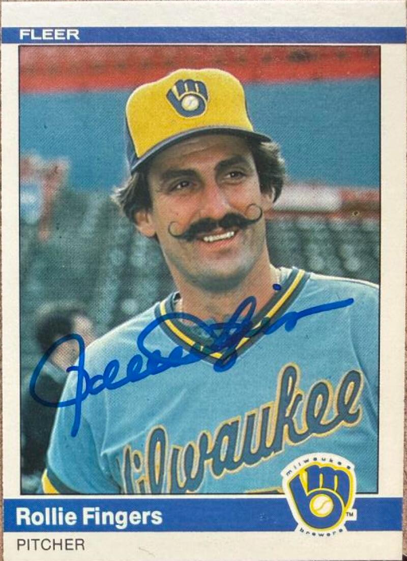 Rollie Fingers Autographed 1984 Fleer Baseball Card #199 - Milwaukee Brewers
