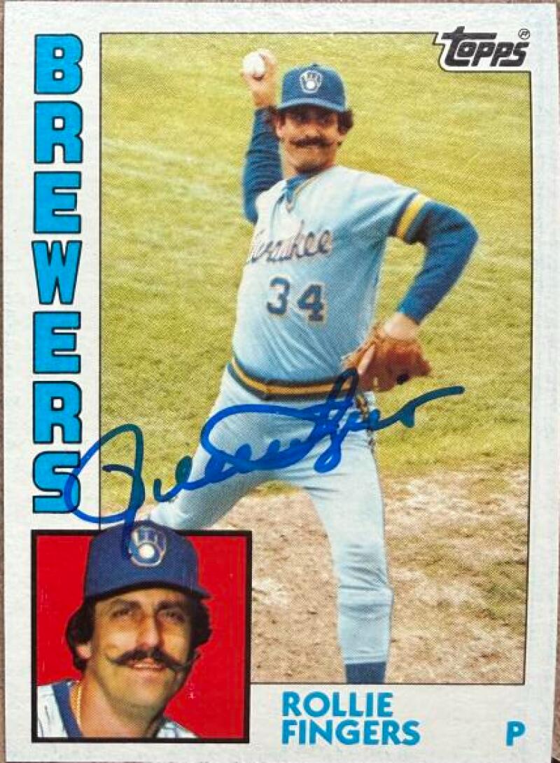 Rollie Fingers Autographed 1984 Topps Baseball Card #495 - Milwaukee Brewers