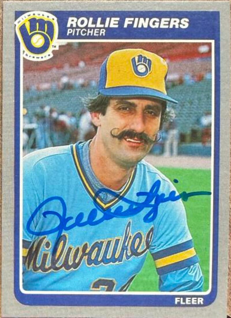 Rollie Fingers Autographed 1985 Fleer Baseball Card #581 - Milwaukee Brewers