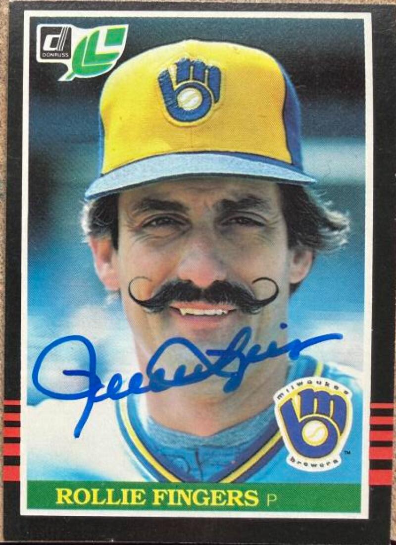 Rollie Fingers Autographed 1985 Leaf Baseball Card #190 - Milwaukee Brewers