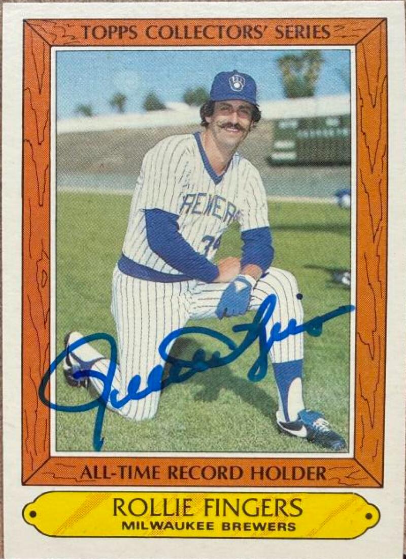 Rollie Fingers Autographed 1985 Topps Woolworth All-Time Record Holders Baseball Card #10 - Milwaukee Brewers