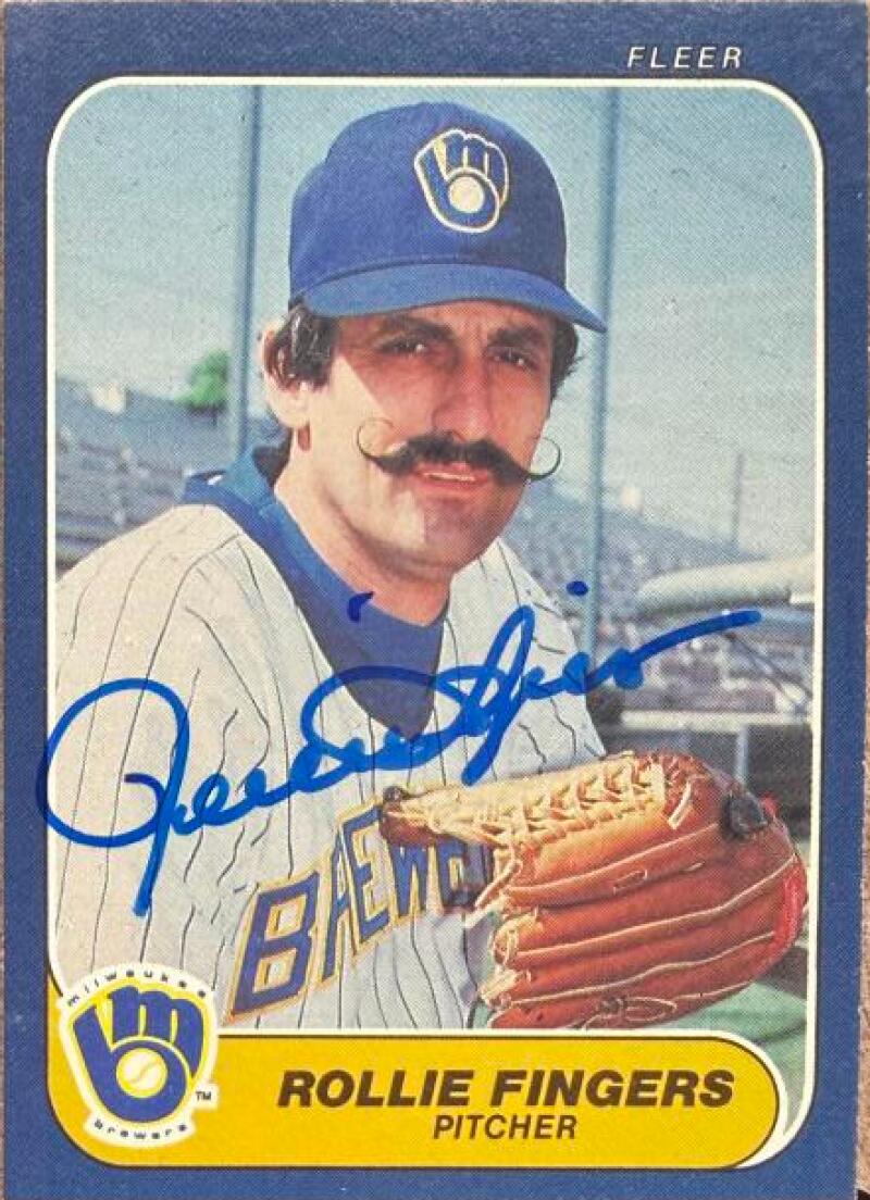Rollie Fingers Autographed 1986 Fleer Baseball Card #486 - Milwaukee Brewers