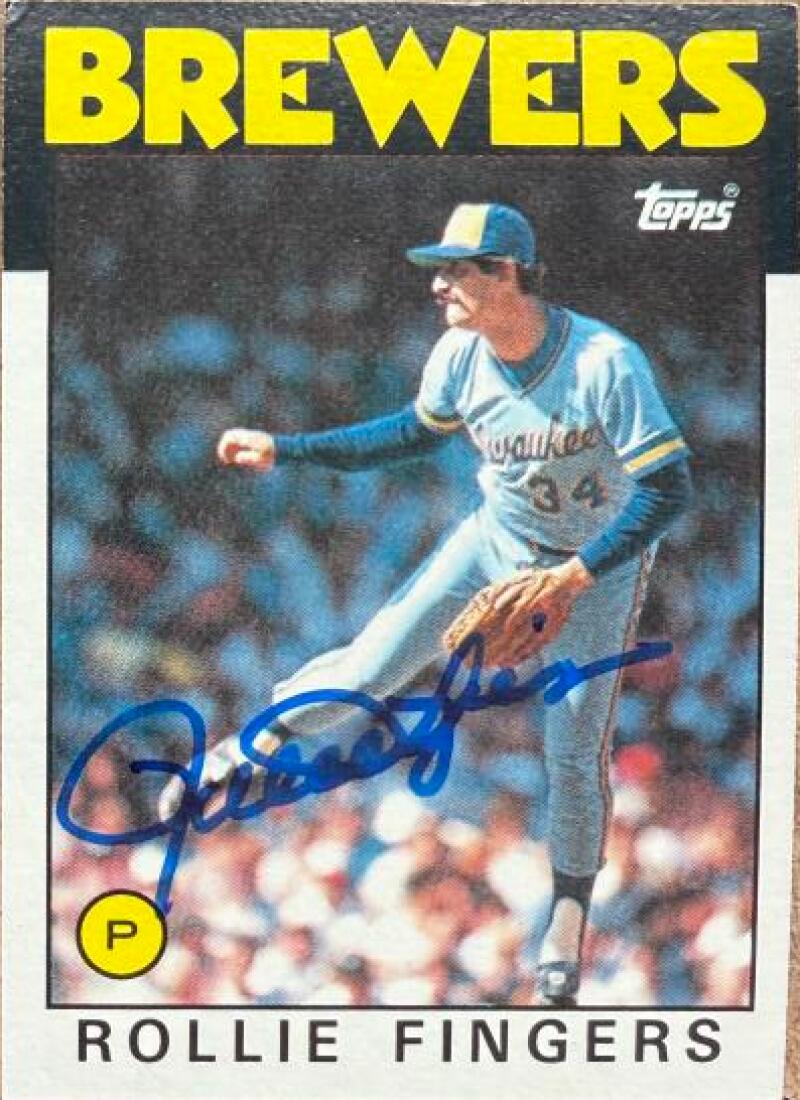 Rollie Fingers Autographed 1986 Topps Baseball Card #185 - Milwaukee Brewers
