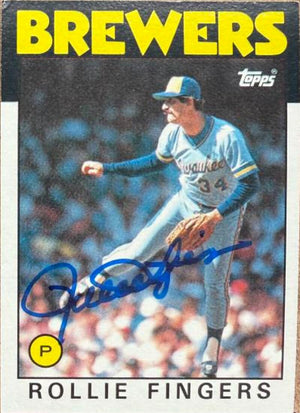 Rollie Fingers Autographed 1986 Topps Baseball Card #185 - Milwaukee Brewers