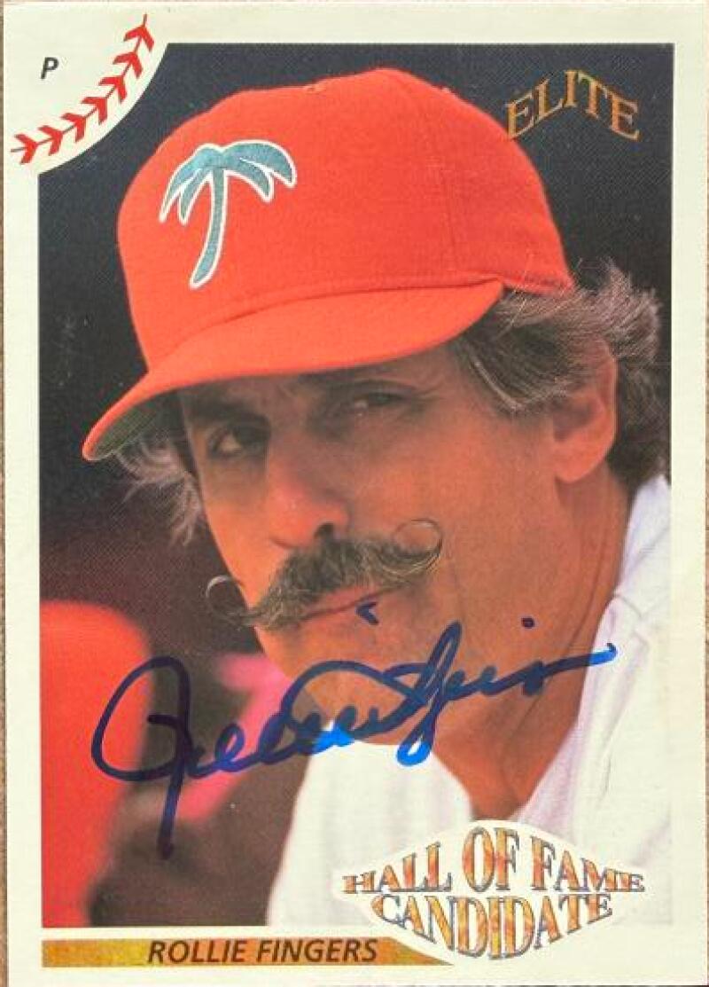 Rollie Fingers Autographed 1990 Elite Senior League Baseball Card #123 HFC