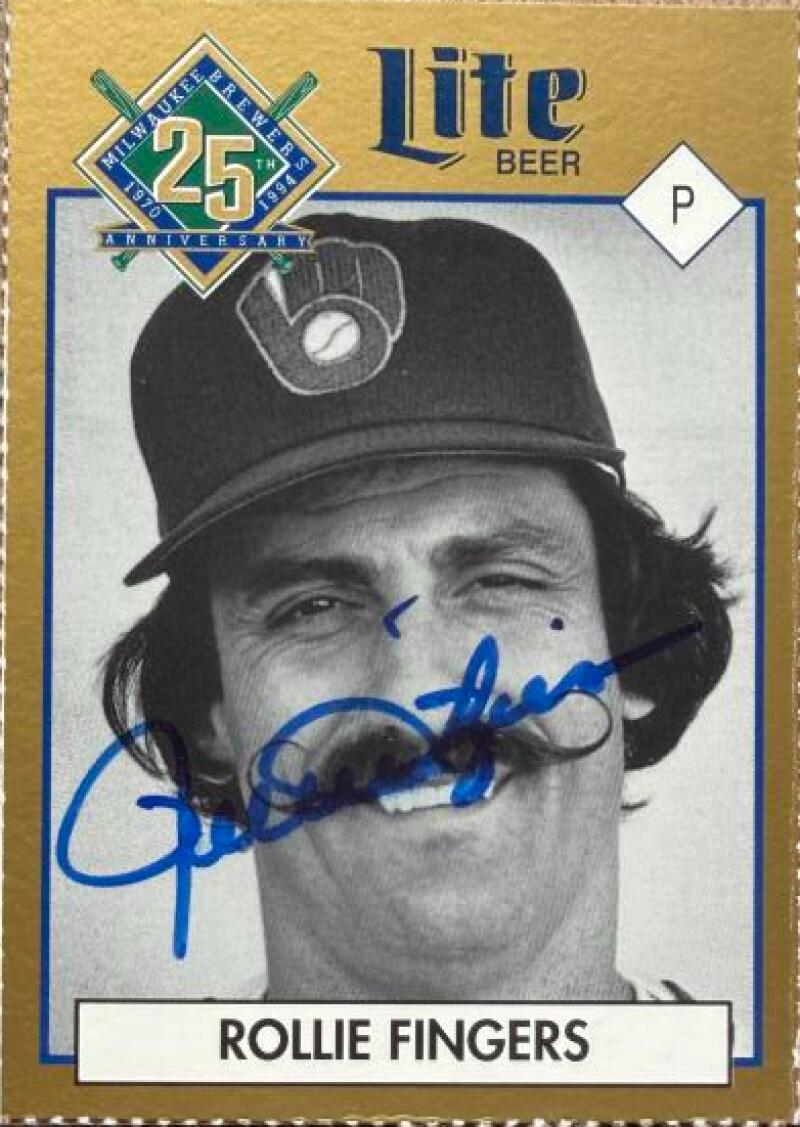 Rollie Fingers Autographed 1994 Miller Lite Baseball Card - Milwaukee Brewers