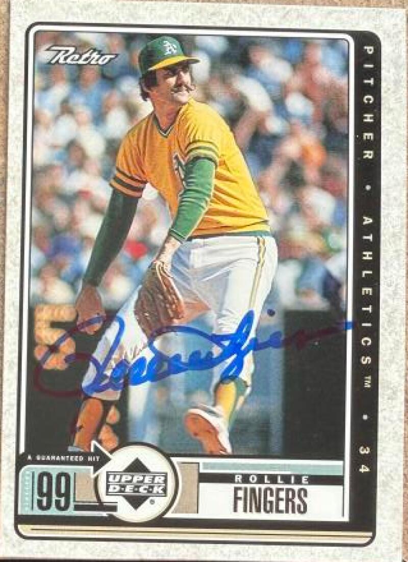 Rollie Fingers Autographed 1999 Upper Deck Retro Baseball Card #100 - Oakland Athletics
