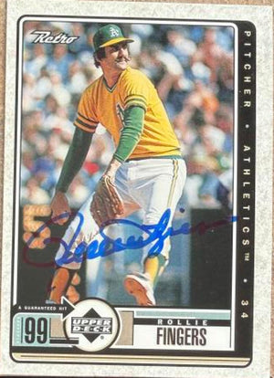 Rollie Fingers Autographed 1999 Upper Deck Retro Baseball Card #100 - Oakland Athletics