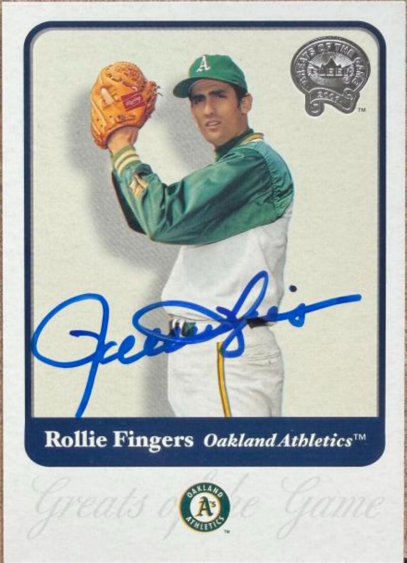 Rollie Fingers Autographed 2001 Fleer Greats of the Game Baseball Card #21 - Oakland Athletics