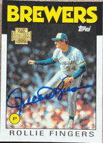 Rollie Fingers Autographed 2001 Topps Archives Baseball Card #391 1986 Baseball Card #185 - Milwaukee Brewers
