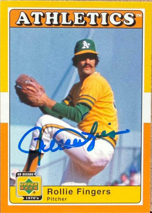 Rollie Fingers Autographed 2001 Upper Deck Decade 1970's Baseball Card #7 - Oakland Athletics