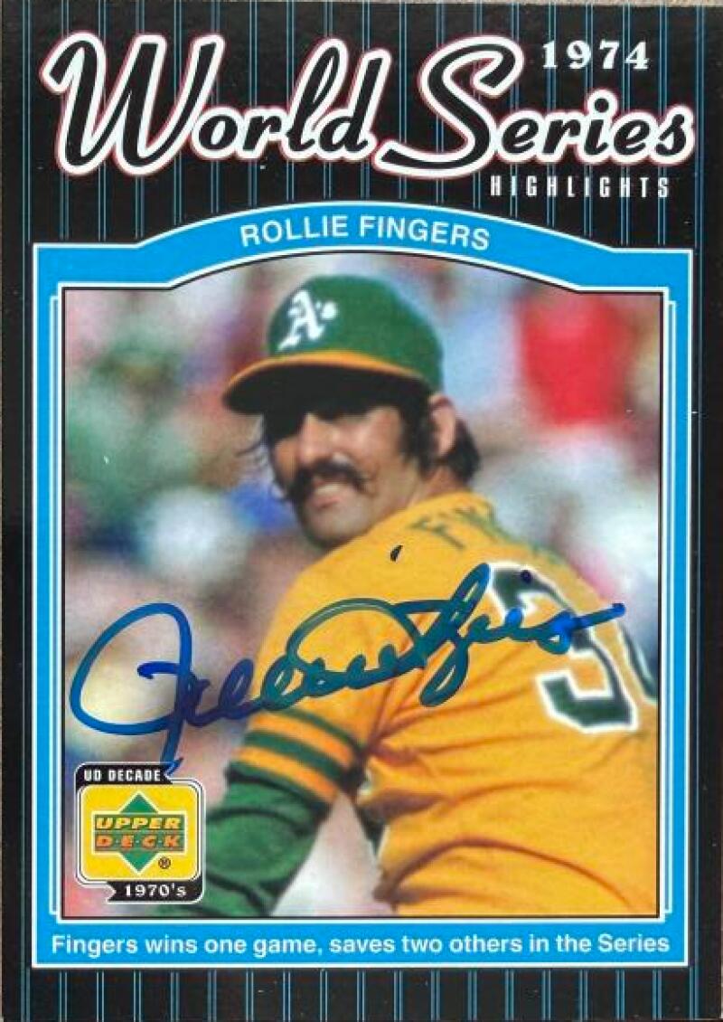 Rollie Fingers Autographed 2001 Upper Deck Decade 1970's Baseball Card #175 WSHL - Oakland Athletics