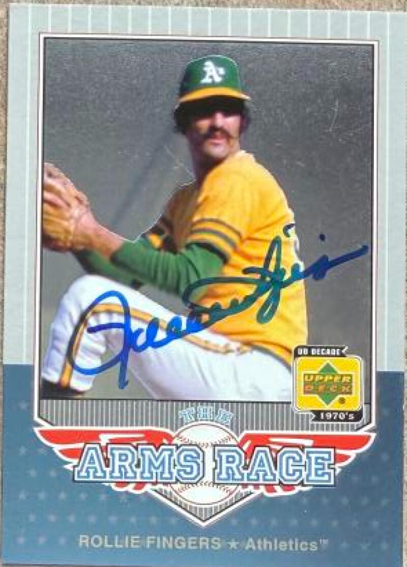 Rollie Fingers Autographed 2001 Upper Deck Decade 1970's The Arms Race Baseball Card #AR7 - Oakland Athletics