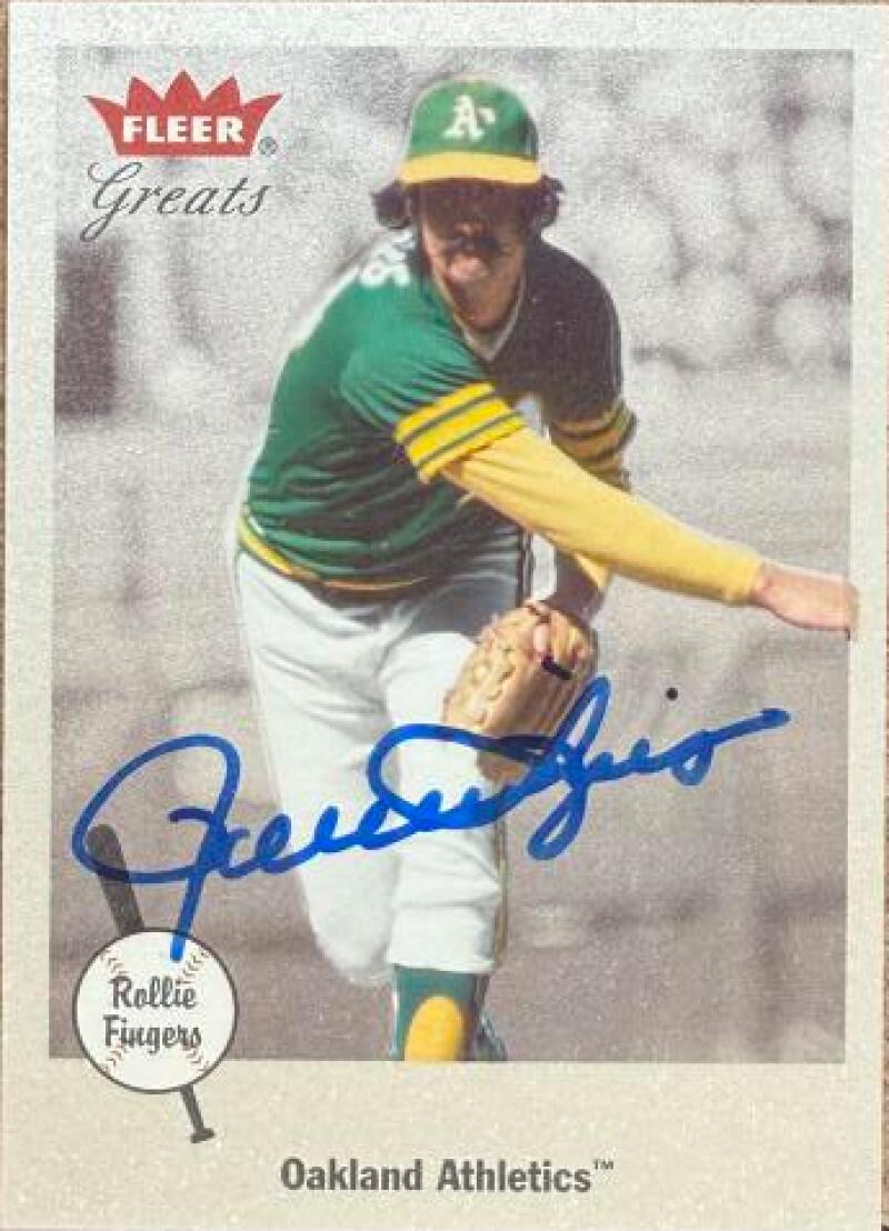 Rollie Fingers Autographed 2002 Fleer Greats of the Game Baseball Card #17 - Oakland Athletics