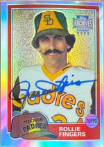 Rollie Fingers Autographed 2002 Topps Archives Reserve Baseball Card #58 1981 Baseball Card #229 - San Diego Padres