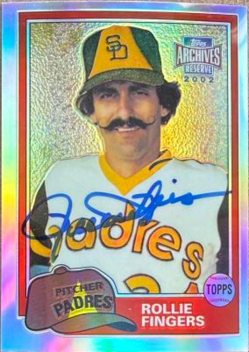 Rollie Fingers Autographed 2002 Topps Archives Reserve Baseball Card #58 1981 Baseball Card #229 - San Diego Padres