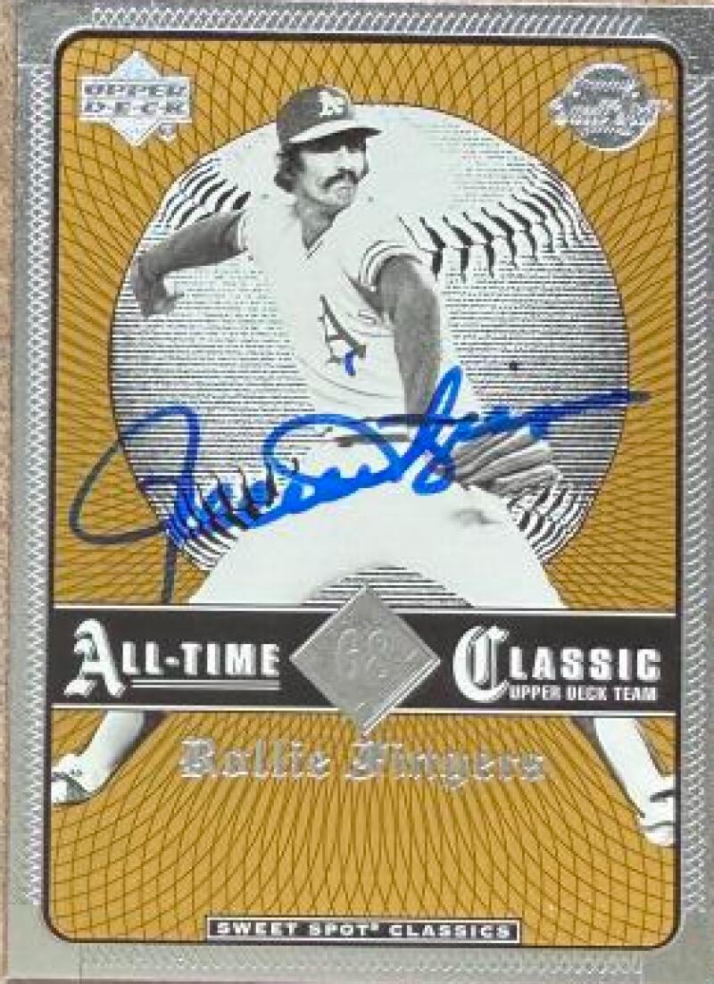 Rollie Fingers Autographed 2002 Upper Deck Sweet Spot Classics Baseball Card #68 - Oakland Athletics