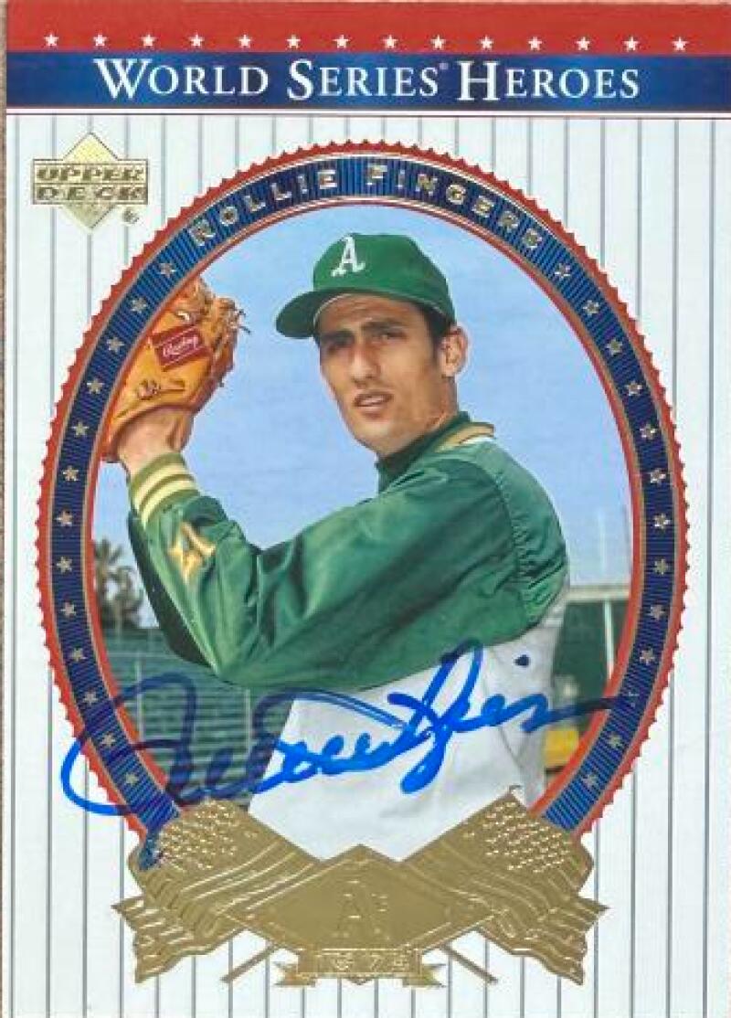 Rollie Fingers Autographed 2002 Upper Deck World Series Heroes Baseball Card #4 - Oakland Athletics