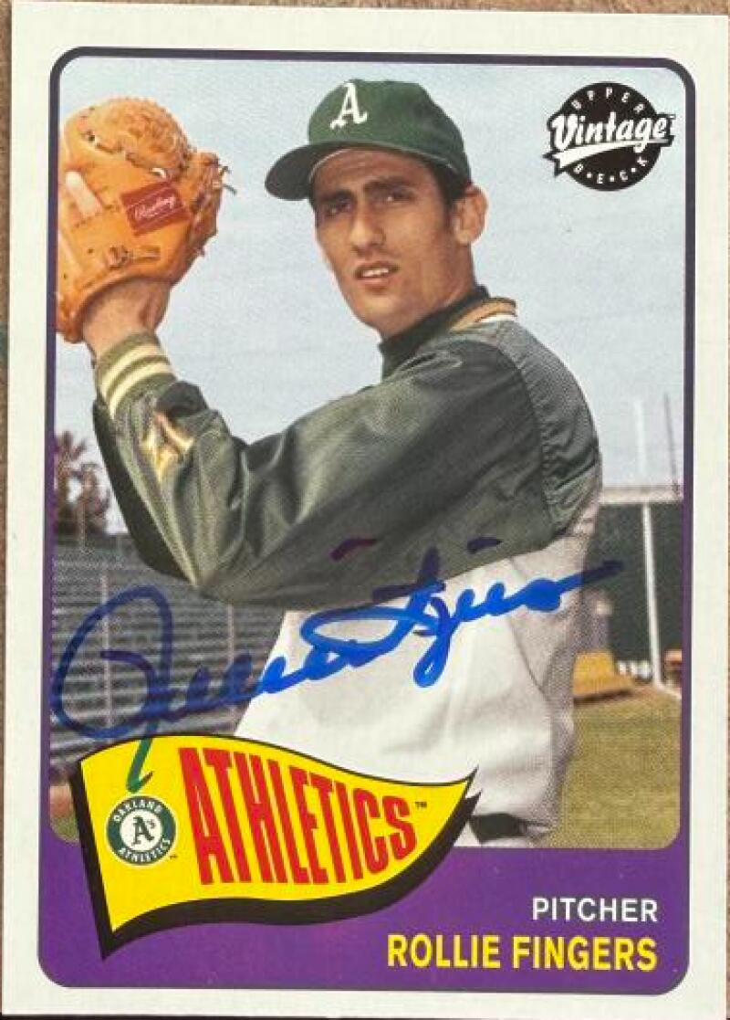Rollie Fingers Autographed 2003 Upper Deck Vintage Baseball Card #20 - Oakland Athletics  ID: 195402