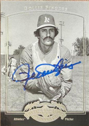 Rollie Fingers Autographed 2005 UD Past Time Pennants Baseball Card #73 - Oakland Athletics