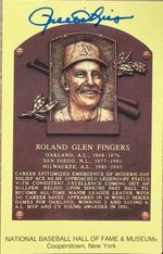 Rollie Fingers Autographed Hall of Fame Gold Plaque Post - Oakland Athletics