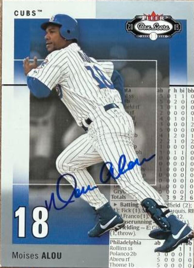 Moises Alou Signed 2003 Fleer Box Score Baseball Card - Chicago Cubs #69
