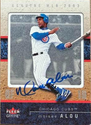 Moises Alou Signed 2003 Fleer Genuine Baseball Card - Chicago Cubs #20