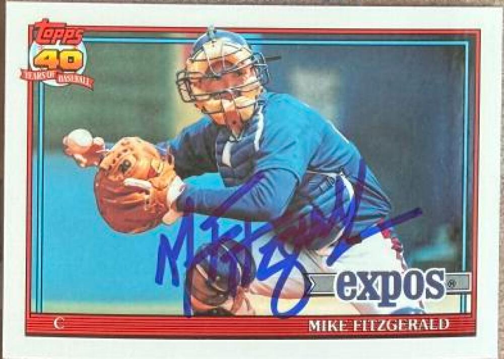 Mike Fitzgerald Autographed 1991 Topps Tiffany Baseball Card - Montreal Expos #317