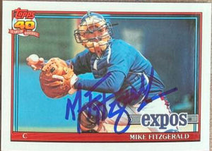 Mike Fitzgerald Autographed 1991 Topps Tiffany Baseball Card - Montreal Expos #317