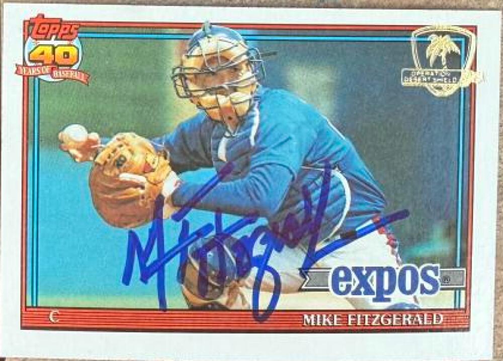 Mike Fitzgerald Signed 1991 Topps Desert Shield Baseball Card - Montreal Expos #317