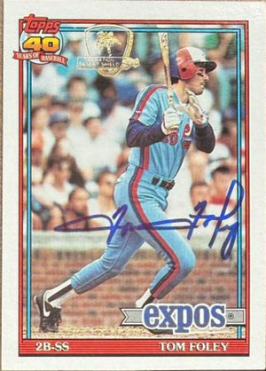 Tom Foley Signed 1991 Topps Desert Shield Baseball Card - Montreal Expos #773