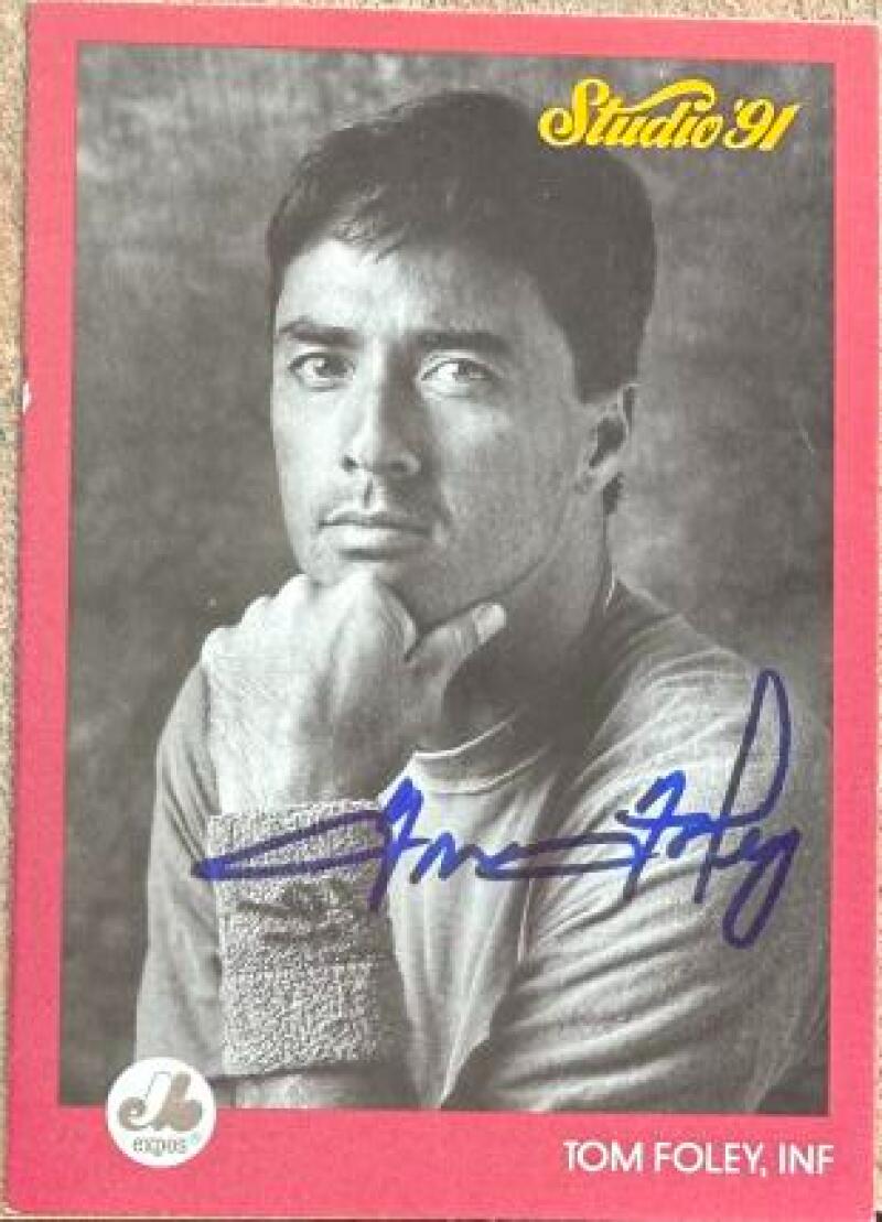 Tom Foley Signed 1991 Donruss Studio Previews Baseball Card - Montreal Expos #13