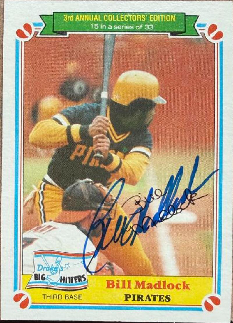 Bill Madlock Signed 1983 Topps Drake's Big Hitters Baseball Card - Pittsburgh Pirates #15