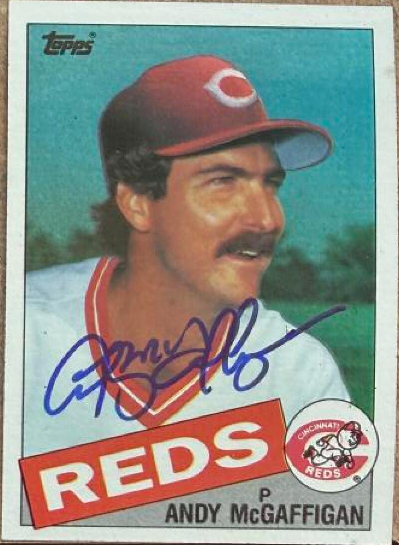 Andy McGaffigan Signed 1985 Topps Baseball Card - Cincinnati Reds #323