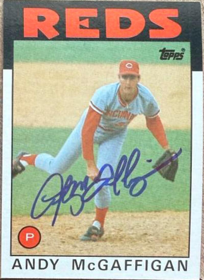 Andy McGaffigan Signed 1986 Topps Baseball Card - Cincinnati Reds #133