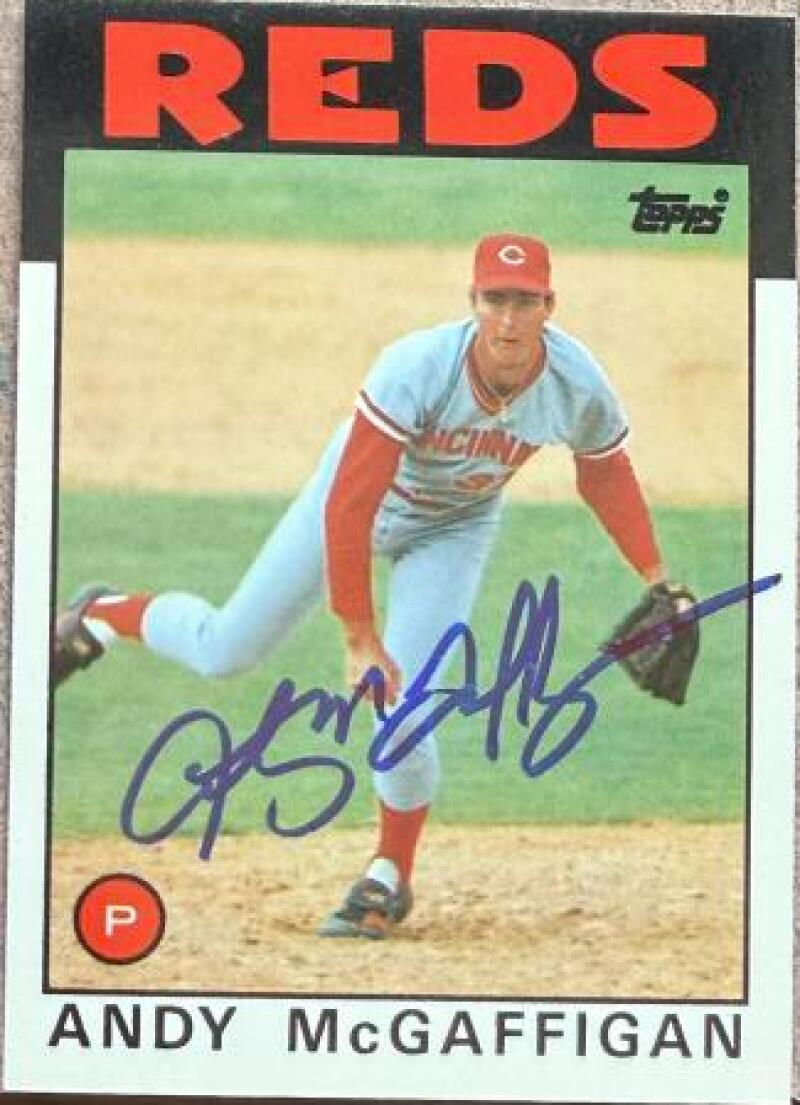 Andy McGaffigan Signed 1986 Topps Tiffany Baseball Card - Cincinnati Reds #133