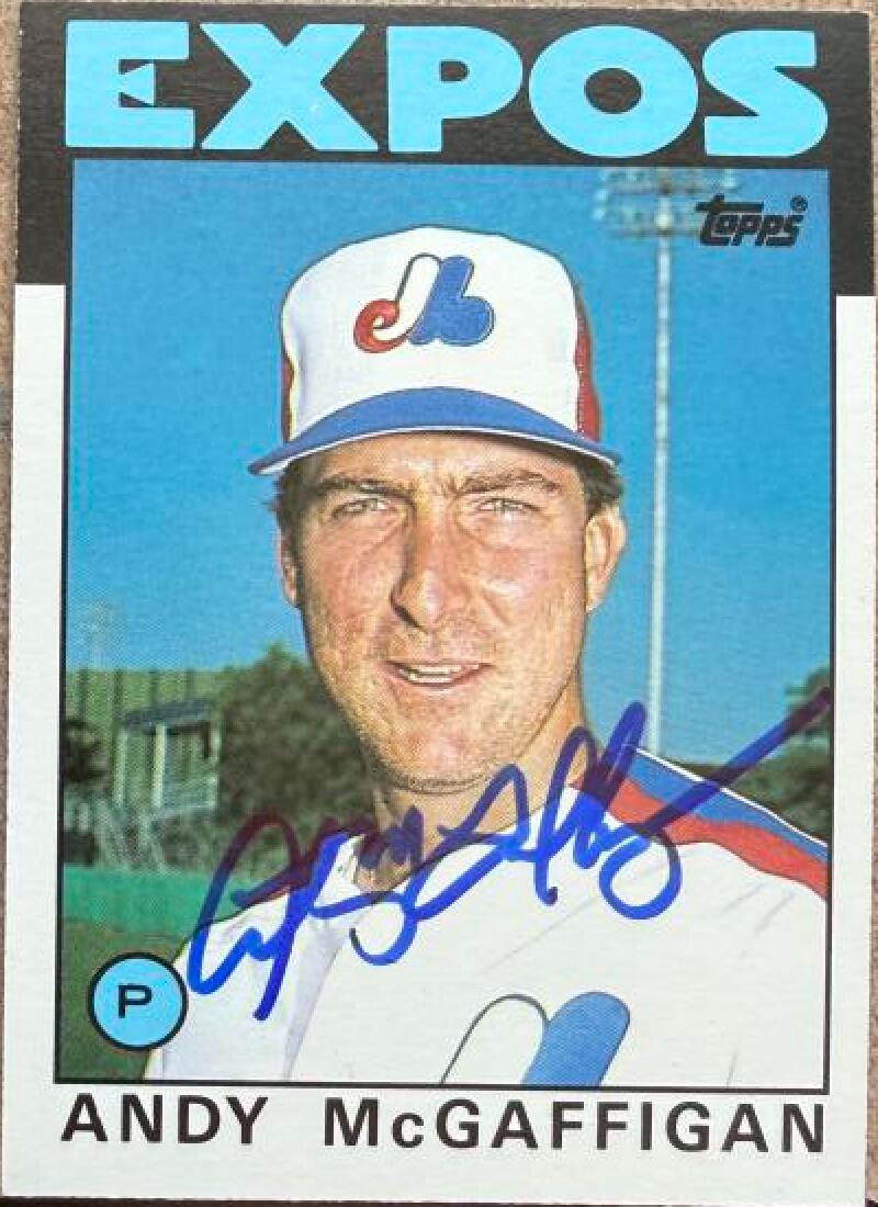Andy McGaffigan Signed 1986 Topps Traded Baseball Card - Montreal Expos #72T