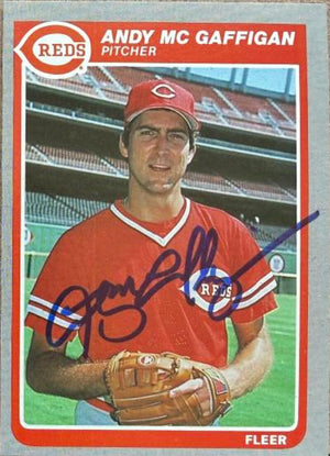 Andy McGaffigan Signed 1985 Fleer Baseball Card - Cincinnati Reds #540