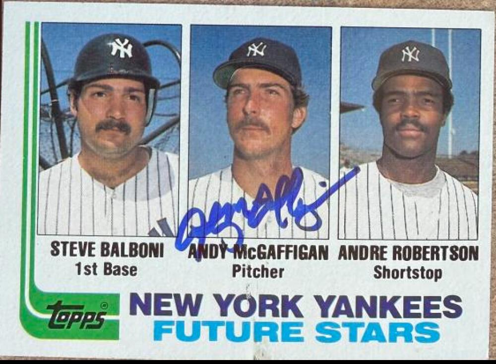 Andy McGaffigan Signed 1982 Topps Baseball Card - New York Yankees #83