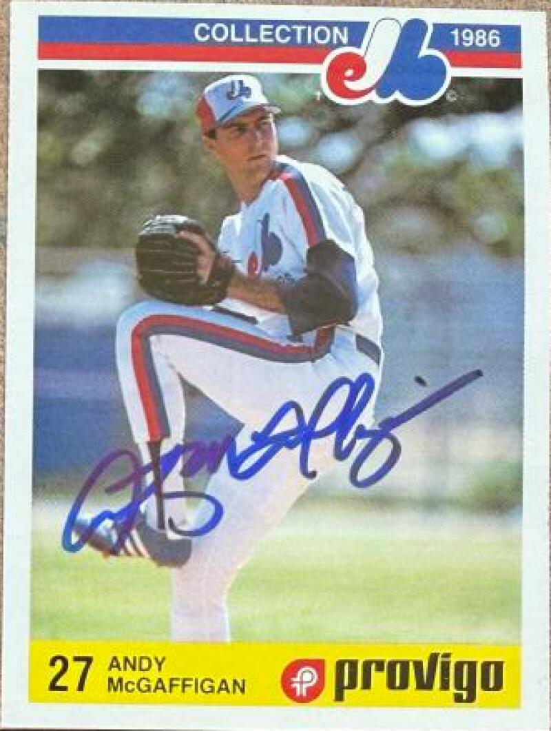 Andy McGaffigan Signed 1986 Provigo Baseball Card - Montreal Expos #4