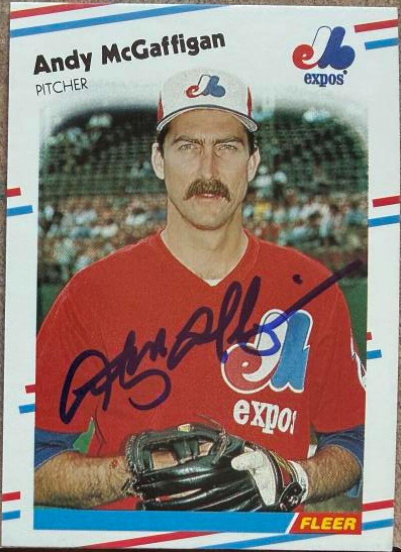 Andy McGaffigan Signed 1988 Fleer Baseball Card - Montreal Expos #190